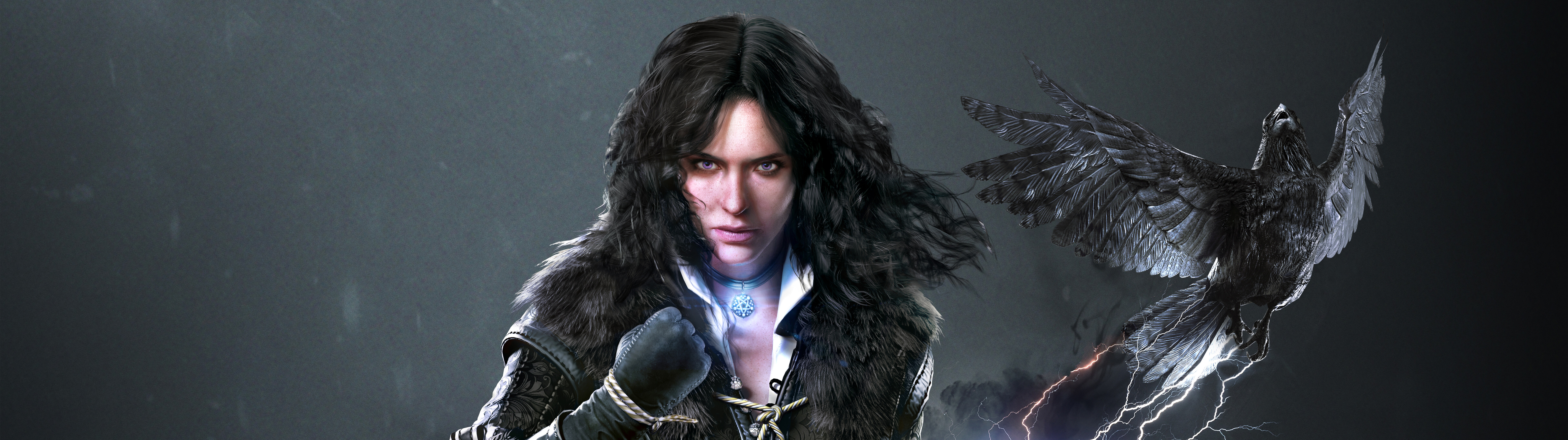 Un ritratto dettagliato della strega Yennefer di Vengerberg, tratta dal videogioco The Witcher 3: Wild Hunt.