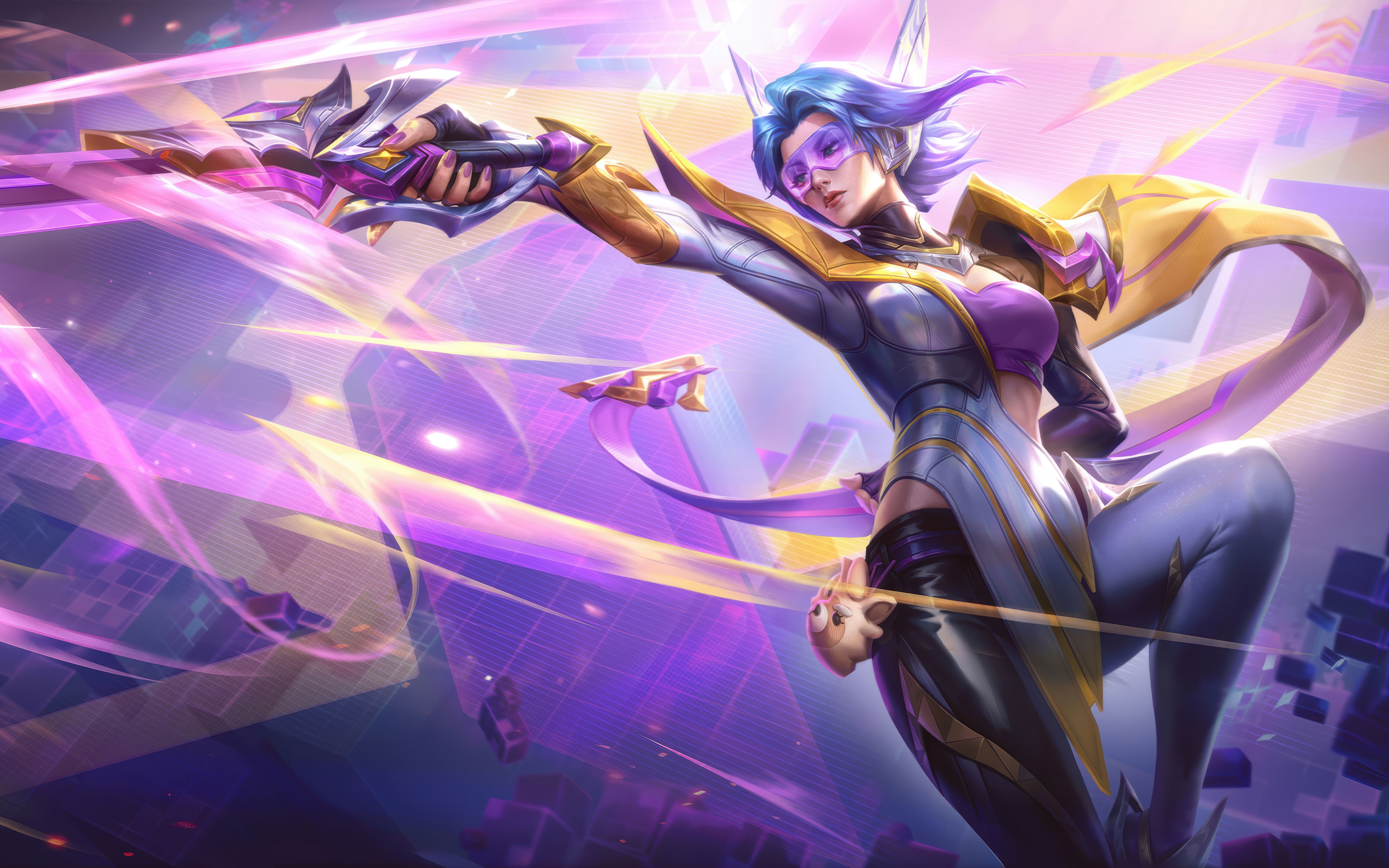 Fiora, tratta da League of Legends: Wild Rift, è raffigurata in una posa pronta al combattimento, con la sua caratteristica spada da duello.
