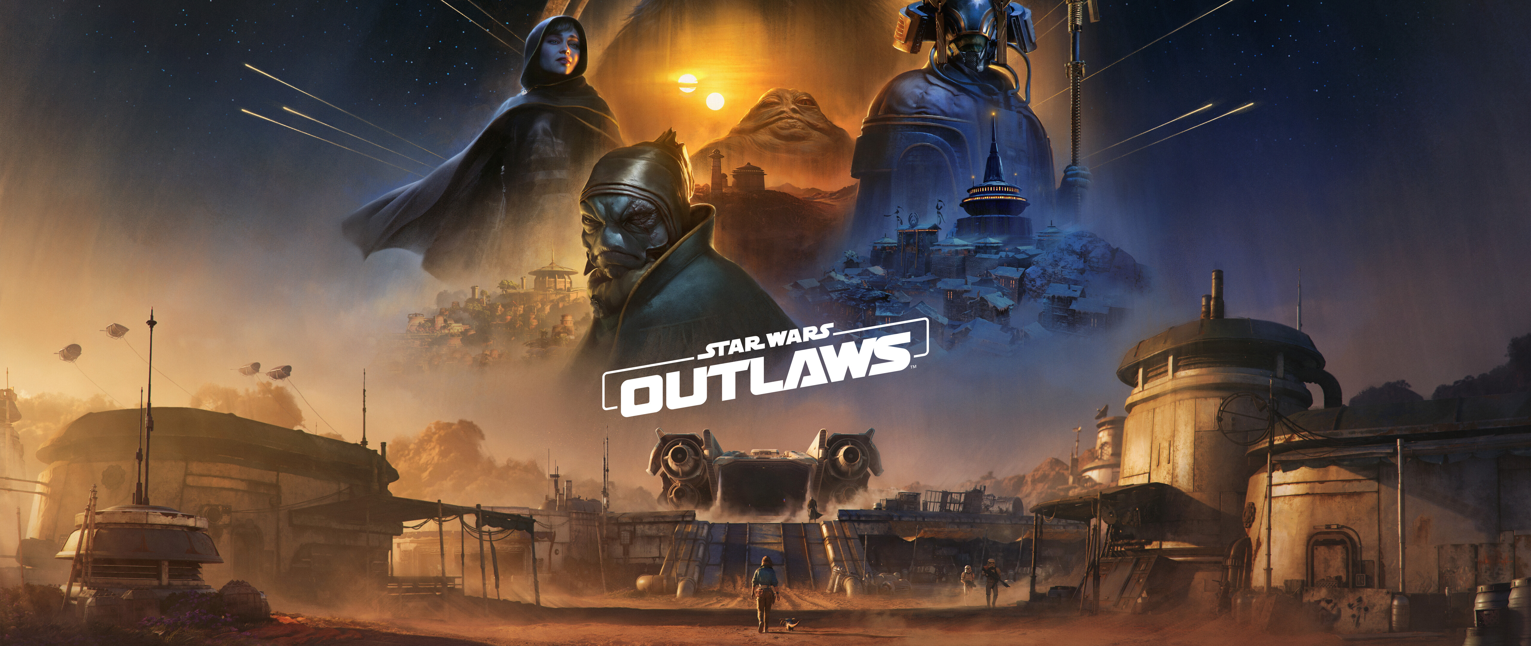 Una scena cinematografica che ritrae Kay Vess, personaggio del videogioco Star Wars Outlaws.