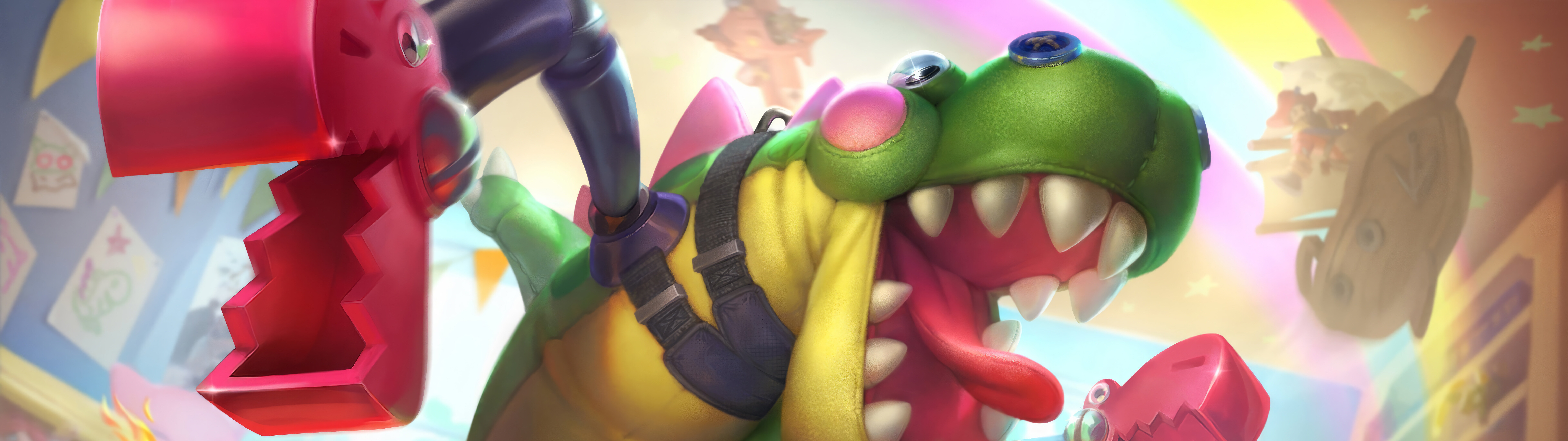 Cho’gath, un’imponente e terrificante creatura demoniaca proveniente da League of Legends, caratterizzata da tratti oscuri e ispirati al Vuoto.