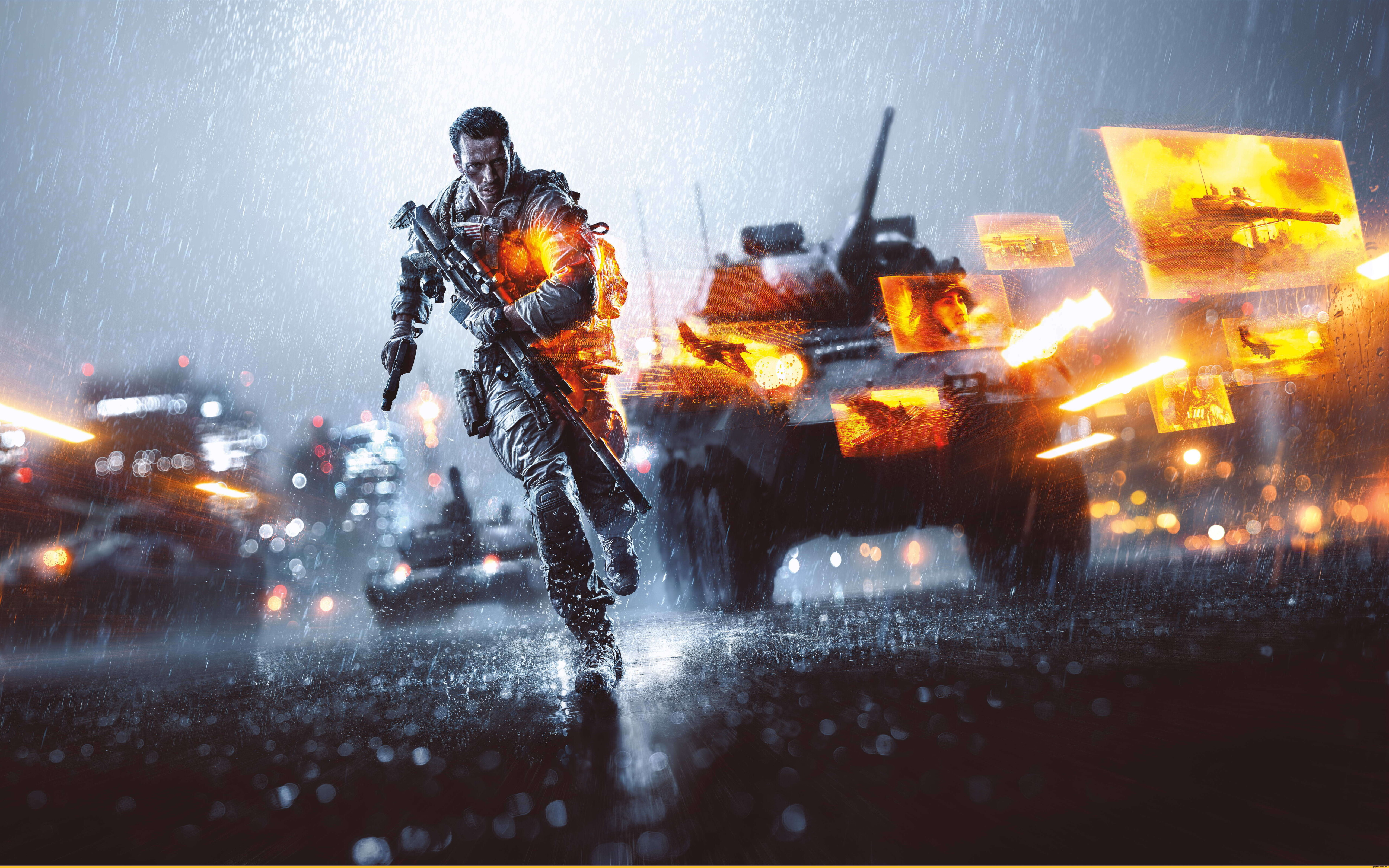 Un pesante carro armato militare che si muove attraverso un campo di battaglia fumoso e disseminato di detriti durante un’intensa operazione di combattimento.