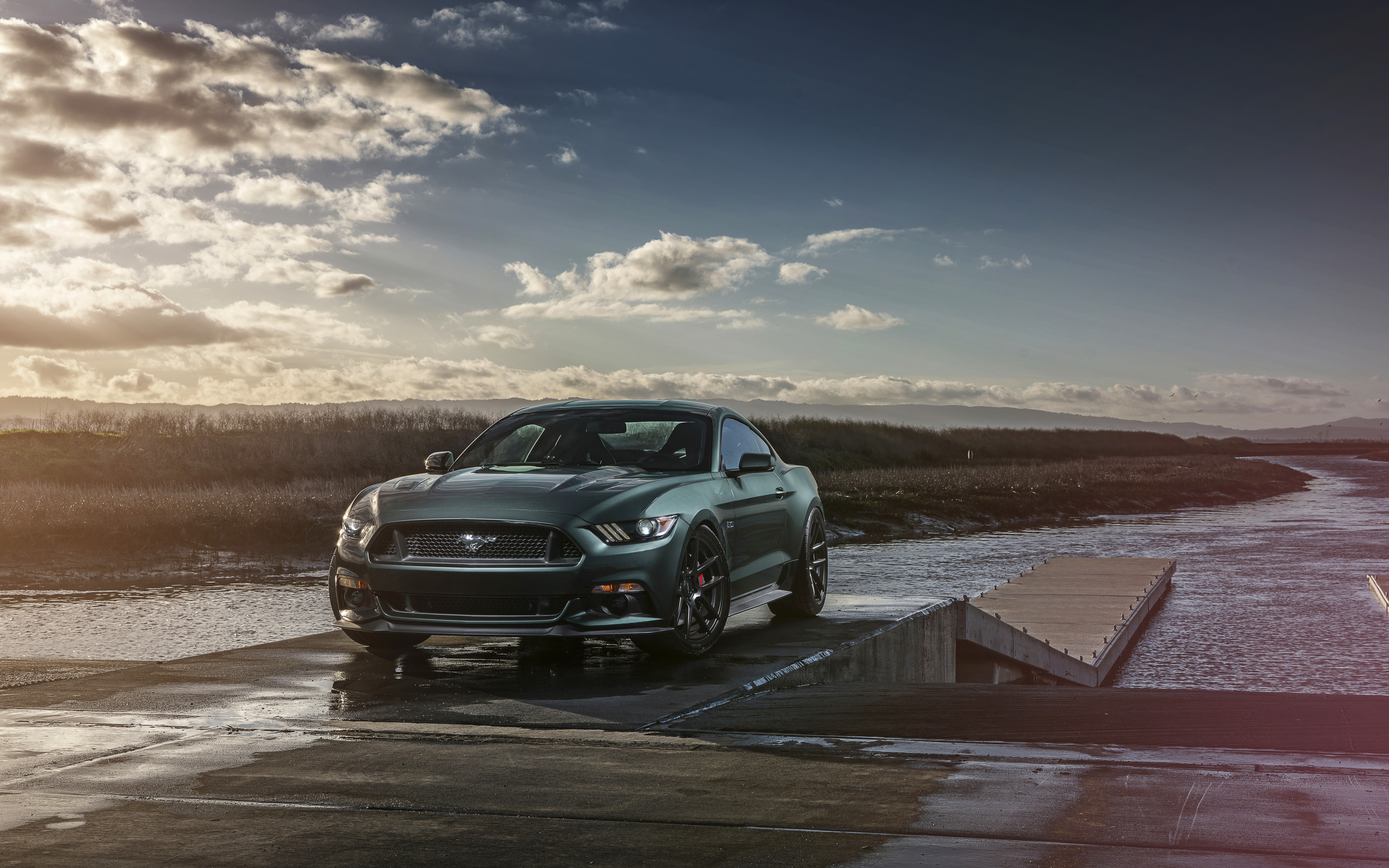 Una potente ed elegante Ford Mustang GT, un’auto sportiva che mette in risalto il suo design automobilistico classico.