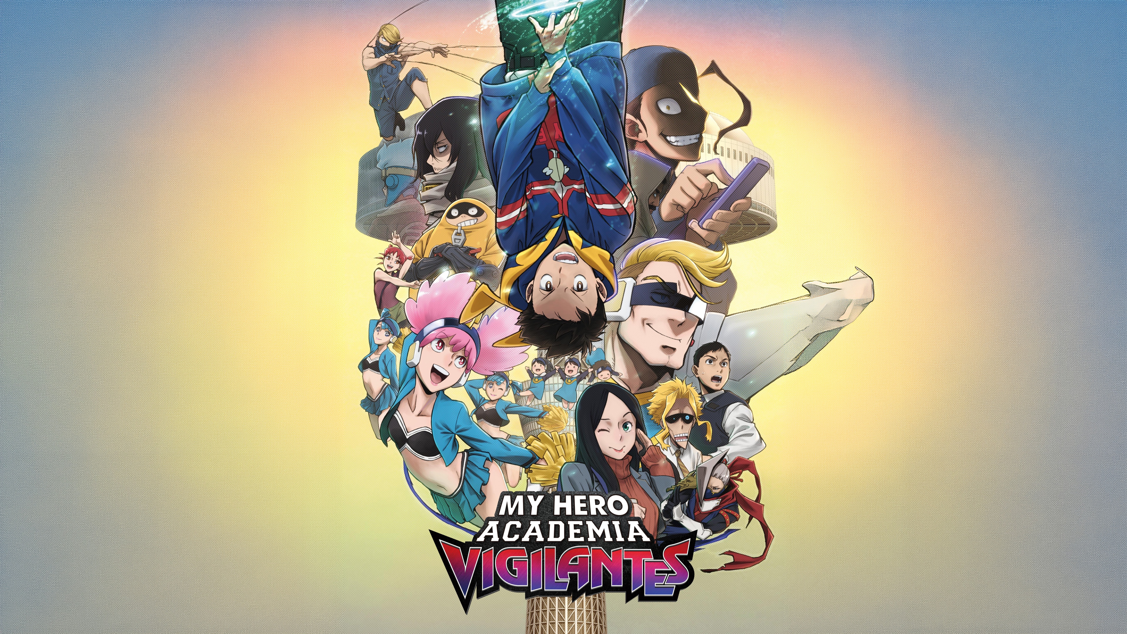 Locandina in stile cinematografico che presenta i personaggi Koichi Haimasswari e Knuckleduster tratti da My Hero Academia: Vigilantes.