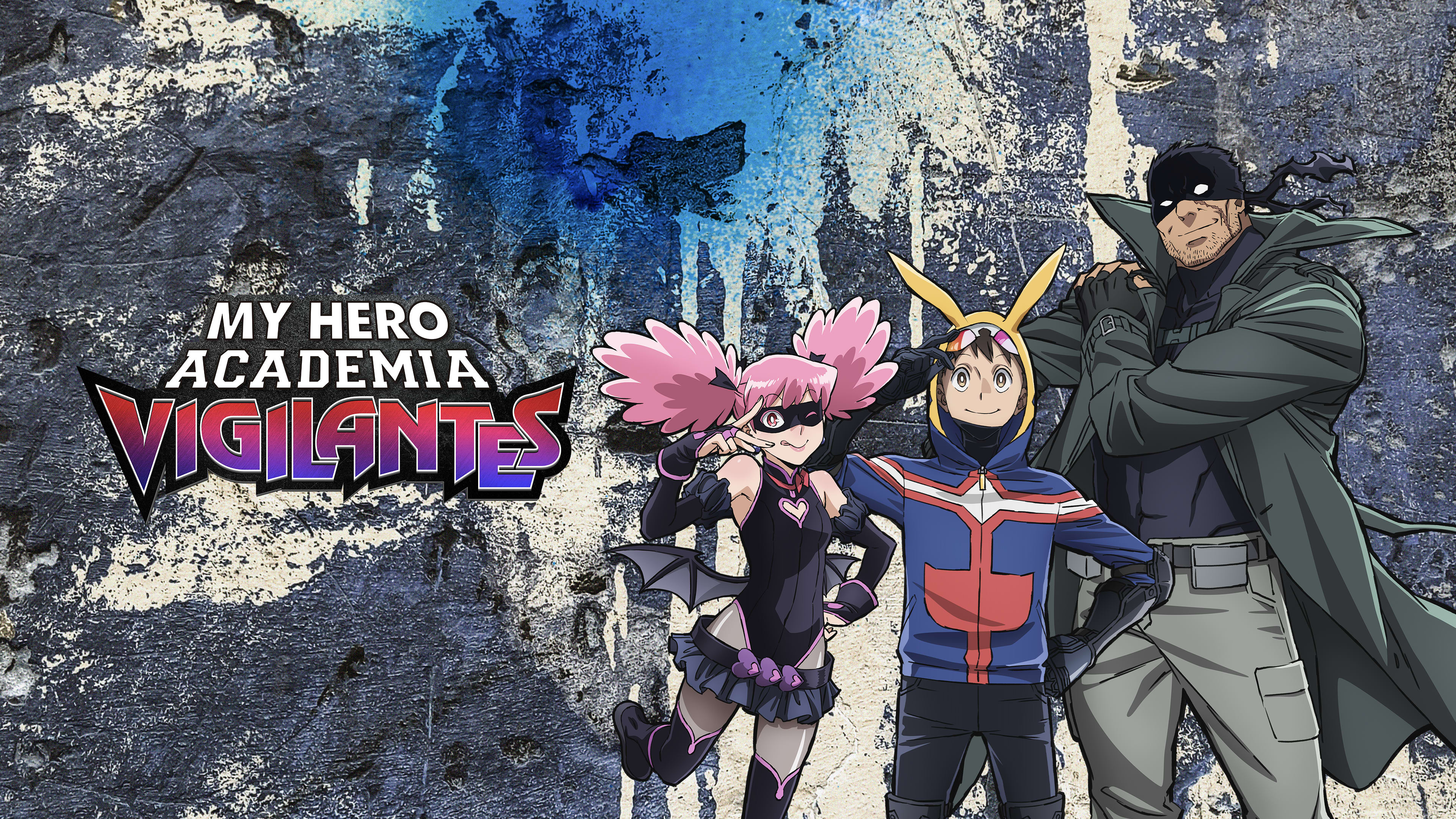 Rappresentazione in stile anime dei personaggi Pop Step e KnuckleDuster tratti da My Hero Academia: Vigilantes.