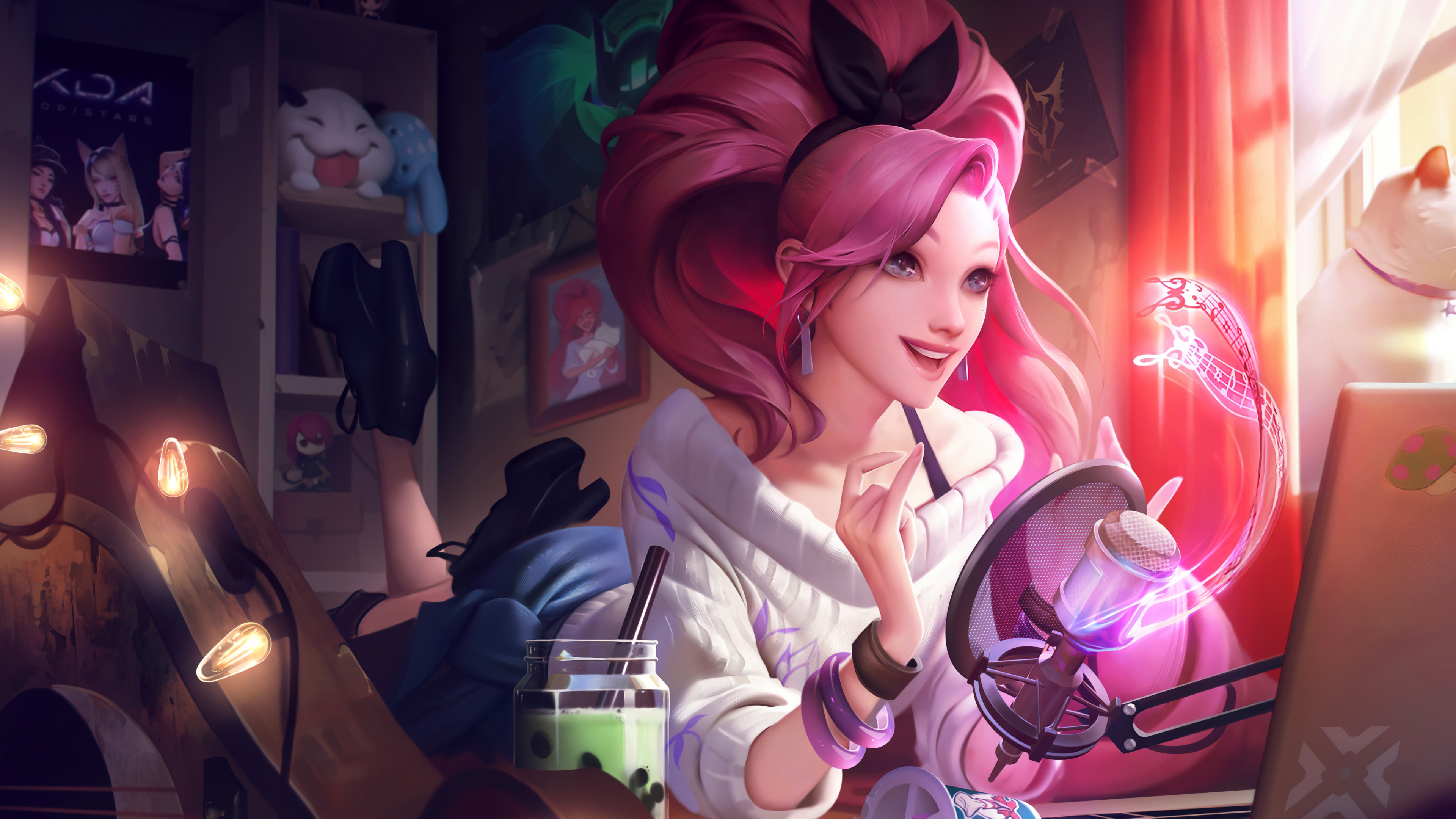 Seraphine, tratta dal videogioco League of Legends, indossa il suo iconico abito da pop star della band K/DA.